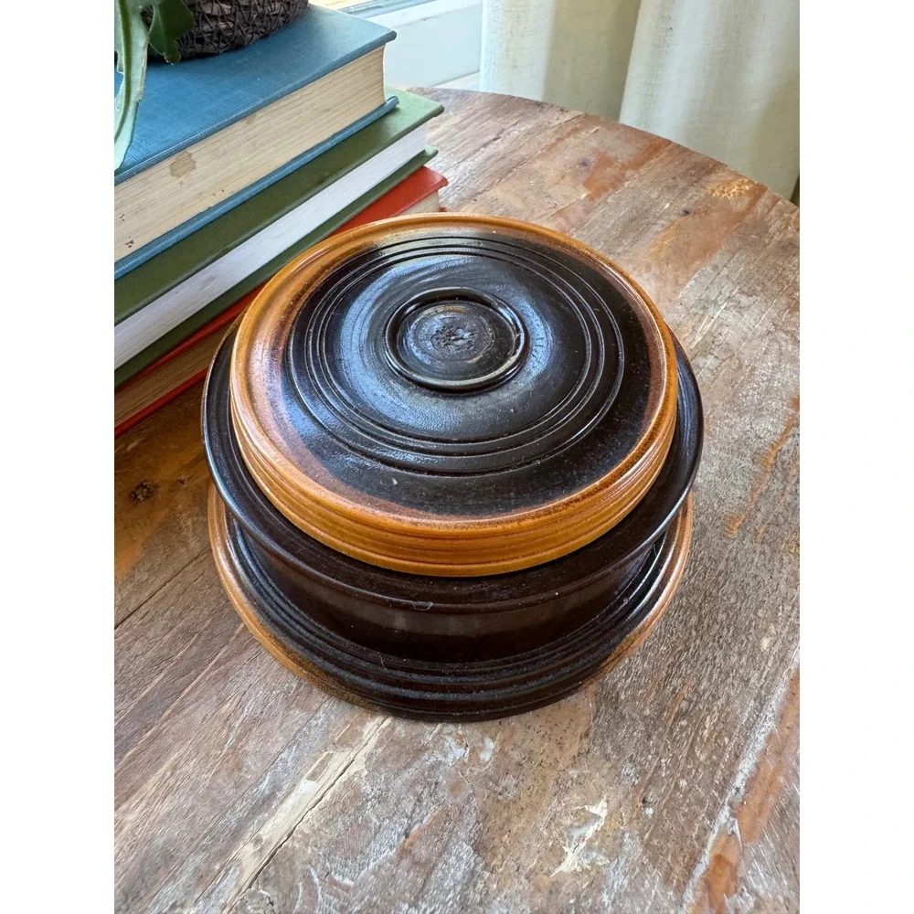 Vintage Handcrafted Live Edge Wood Coaster Set with Lidded Storage Box